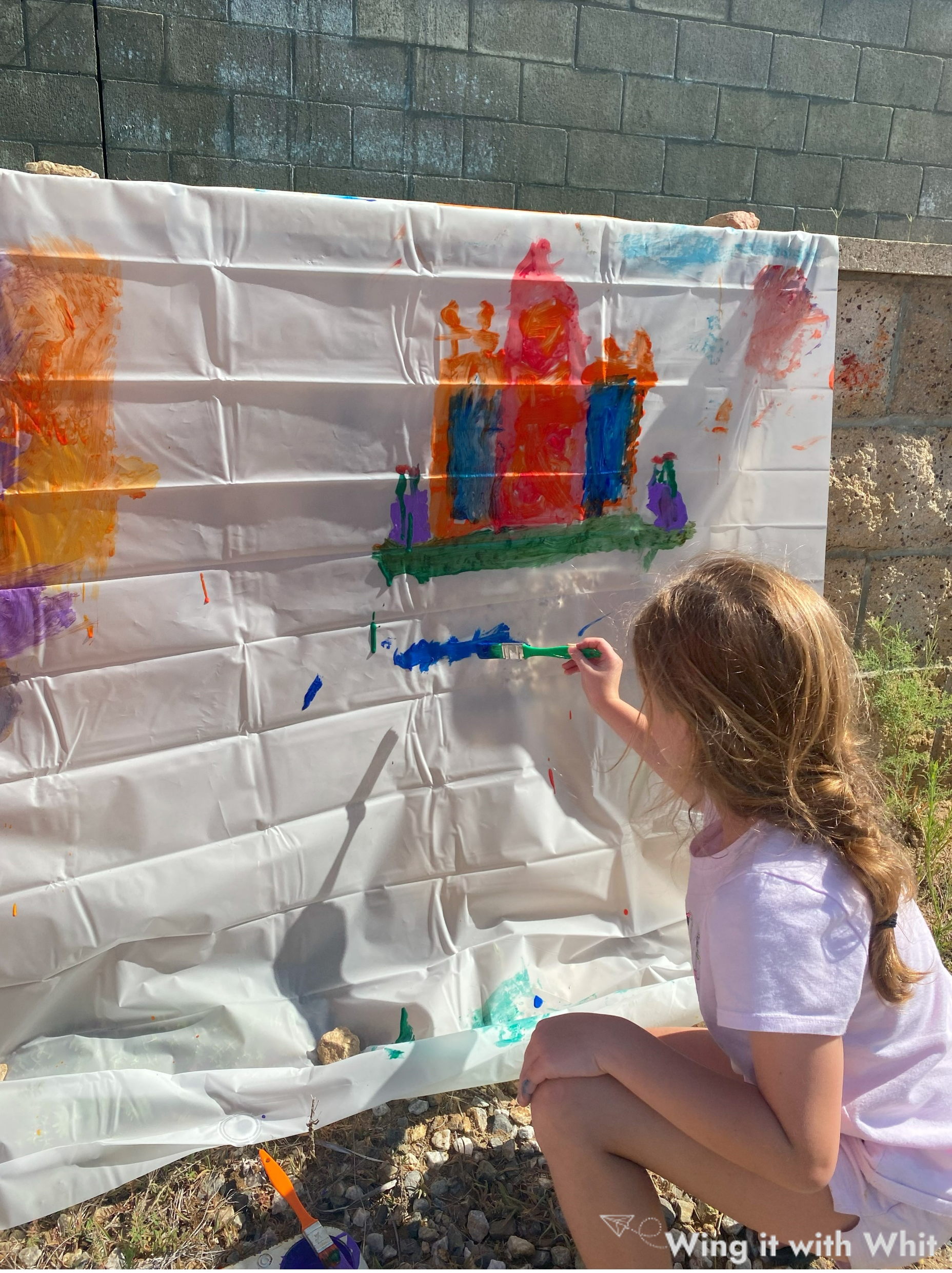 Outdoor Summer Fun: Painting with a Shower Curtain