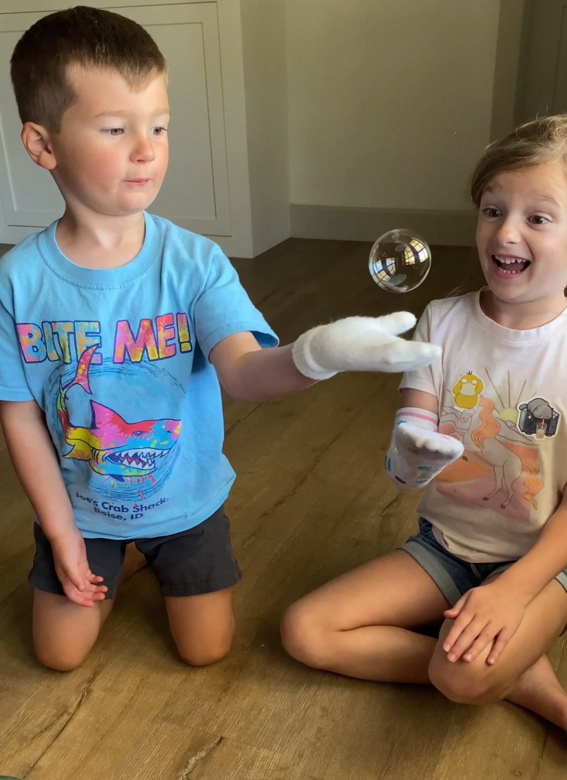 Children playing with bubbles in a sensory activity